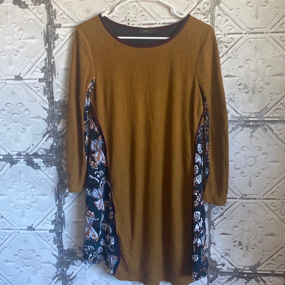 Gorgeous boho butterfly mustard yellow tunic